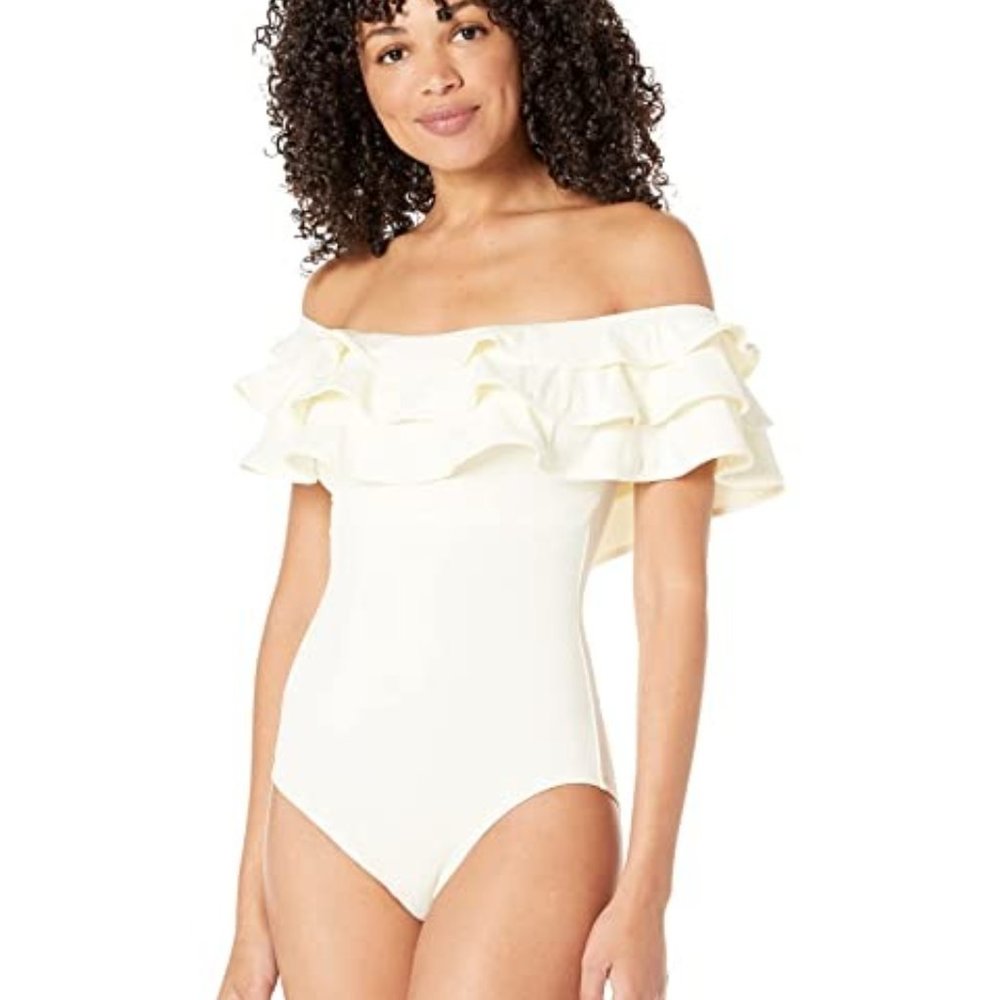 🔆🌴 kate spade  palm beach ruffle off the shoulder swimsuit xs~l 🔆🌴Last One!